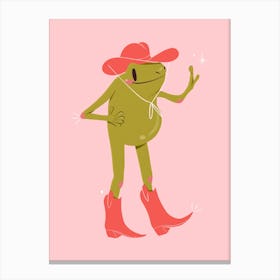 Howdy Partner | Pink Cowboy Frog Canvas Print