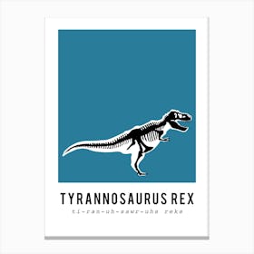 T Rex, Dinosaur Boys Room Decor, Blue Canvas Print