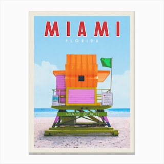 Miami Beach Florida Travel Poster Canvas Print