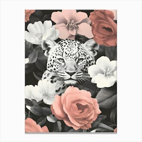 Leopard In Roses 1 Canvas Print