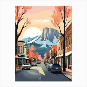 Vintage Winter Travel Illustration Boulder Colorado 1 Canvas Print