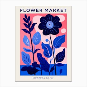 Blue Flower Market Poster Gerbera Daisy 3 Canvas Print