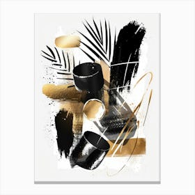 Abstract Black And Gold Painting 16 Canvas Print