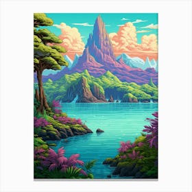 Island Landscape Pixel Art 1 Canvas Print