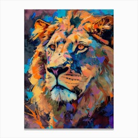 Asiatic Lion Portrait Close Up Fauvist Painting 4 Canvas Print