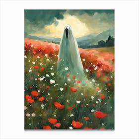 Sheet Ghost In A Field Of Flowers Painting (2) Canvas Print