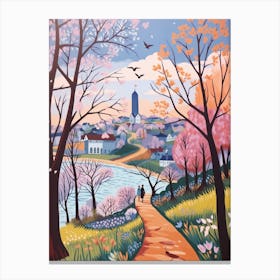 The Thames Path England Hike Illustration Canvas Print