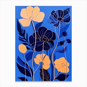 Blue Flower Illustration Calendula 2 Canvas Print