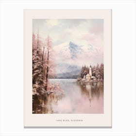 Dreamy Winter Painting Poster Lake Bled Slovenia 2 Canvas Print