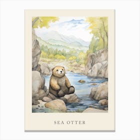 Beatrix Potter Inspired  Animal Watercolour Sea Otter 3 Canvas Print