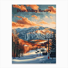 Deer Valley Resort Utah Sunset Digital Travel Art Canvas Print