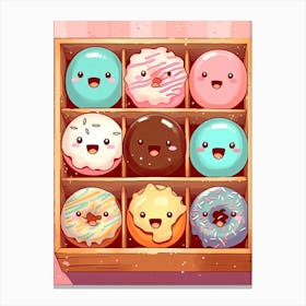 Happy Cute Donuts Canvas Print