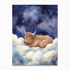 Baby Bison 3 Sleeping In The Clouds Canvas Print