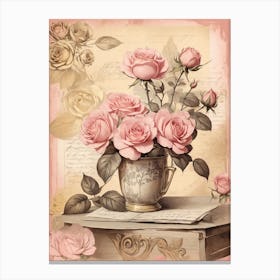 Roses In A Vase Print Canvas Print