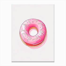Strawberry Frosted Donut Abstract Line Drawing 1 Canvas Print