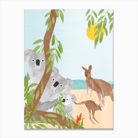 Koalas And Kangaroos Canvas Print
