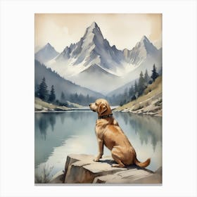 Dog By The Lake Canvas Print