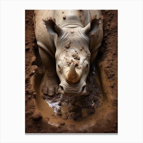 Rhinoceros Muddy Foot Prints Realism 1 Canvas Print