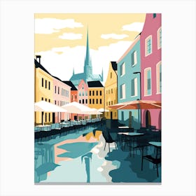 Aarhus, Denmark, Flat Pastels Tones Illustration 3 Canvas Print