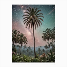 Palm Tree Under The Stars no2 Canvas Print