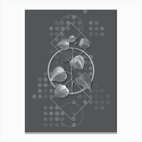 Vintage Quaking Aspen Botanical with Line Motif and Dot Pattern in Ghost Gray n.0154 Canvas Print