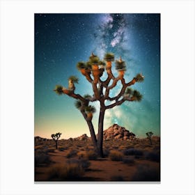 Joshua Tree With Starry Sky In South Western Style (1) Canvas Print