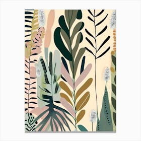 Lady Fern Wildflower Modern Muted Colours 1 Canvas Print