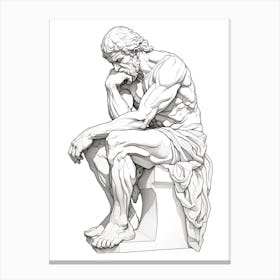 Line Art Inspired By The Thinker 2 Canvas Print