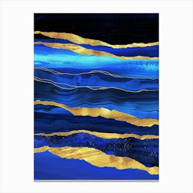 Blue And Gold Abstract Painting 17 Canvas Print