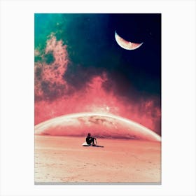 Surfer Looks For The Ocean on Mars 1 Canvas Print