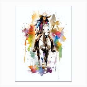 Cowgirl With Horse Illustration 2 Canvas Print