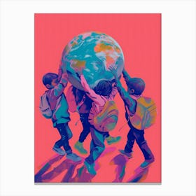 Children Carrying The World Canvas Print