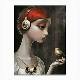 Woman With Headphones 44 Canvas Print