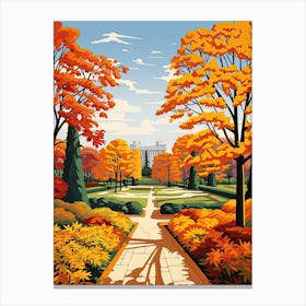 Schonbrunn Palace Gardens, Austria In Autumn Fall Illustration 1 Canvas Print