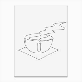 Hot Coffee One Line Drawing Canvas Print