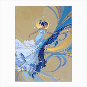 Woman In A Blue Dress Canvas Print