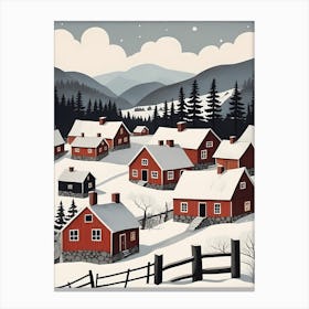 Scandinavian Village Scene Painting (20) Canvas Print