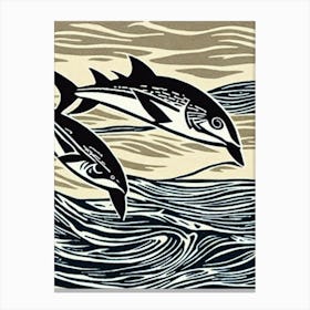 Atlantic Bluefin Tuna II Linocut Canvas Print