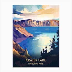 Crater Lake National Park Travel Poster Illustration Style 4 Canvas Print