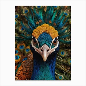 Default A Colorful Design With A Peacock On It 2 Canvas Print