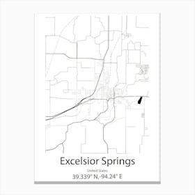 Excelsior Springs,United States Minimalist Map Canvas Print