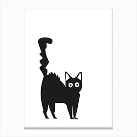 Black Cat Isolated On White Canvas Print