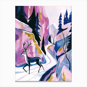 Deer In The Snow 1 Canvas Print