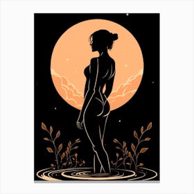 Silhouette Of A Woman In Water Canvas Print