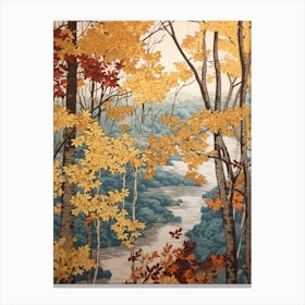 River Birch 5 Vintage Autumn Tree Print  Canvas Print