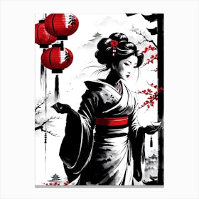 Traditional Japanese Art Style Geisha Girl 11 Canvas Print
