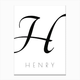 Henry Typography Name Initial Word Canvas Print
