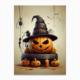 Halloween Pumpkin Hat 4 Canvas Print