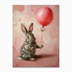 Cute Rabbit 7 With Balloon Canvas Print
