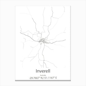 Inverell,Australia Minimalist Map Canvas Print